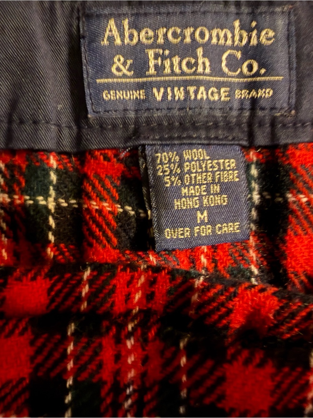 Abercrombie & Fitch Red and Black Plaid 70% wool Skirt